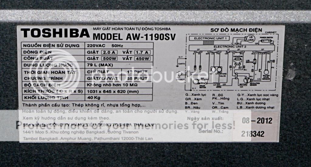 HCM -máy giặt toshiba 10kg model AW-1190SV giá rẻ - 2